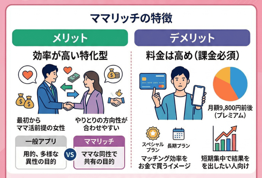ママ活専用で効率は高いが、料金はやや高め