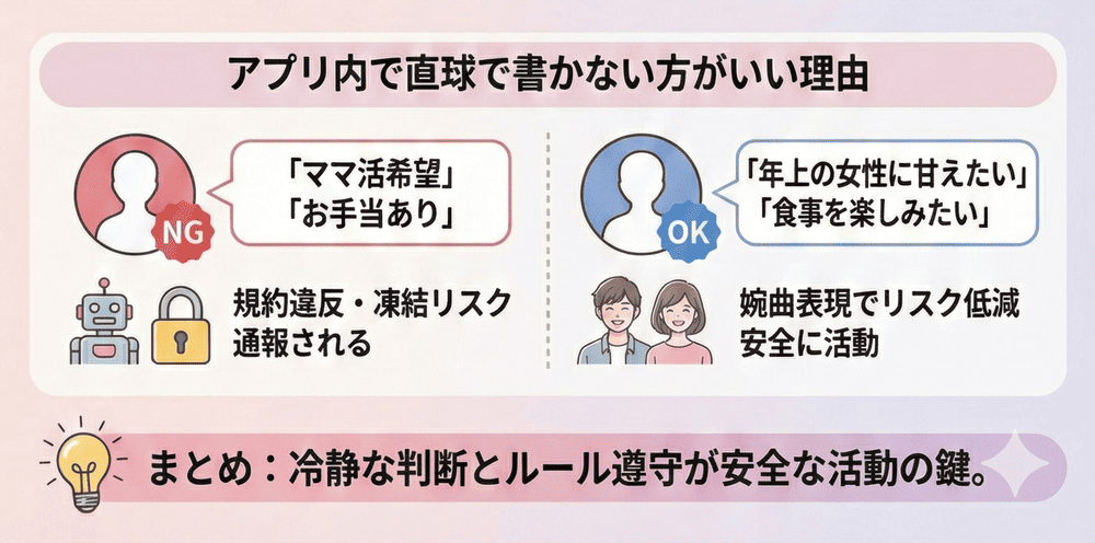 ママ活目的をアプリ内で直球で書かない方がいい理由