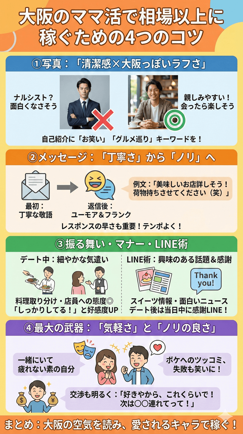 大阪のママ活で相場以上に稼ぐためのコツ