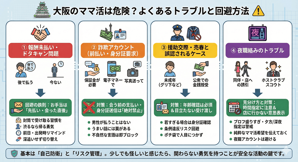 大阪のママ活は危険？よくあるトラブルと回避方法