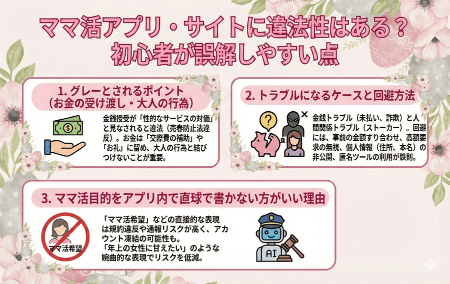 ママ活アプリ・サイトに違法性はある？初心者が誤解しやすい点