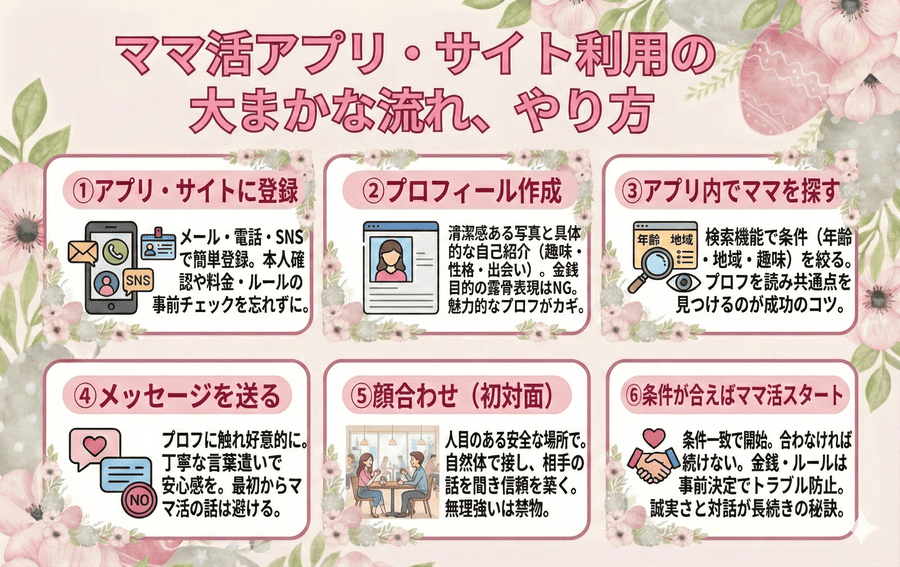 初ママと出会うまでの流れ。登録〜初アポまでの完全ガイド