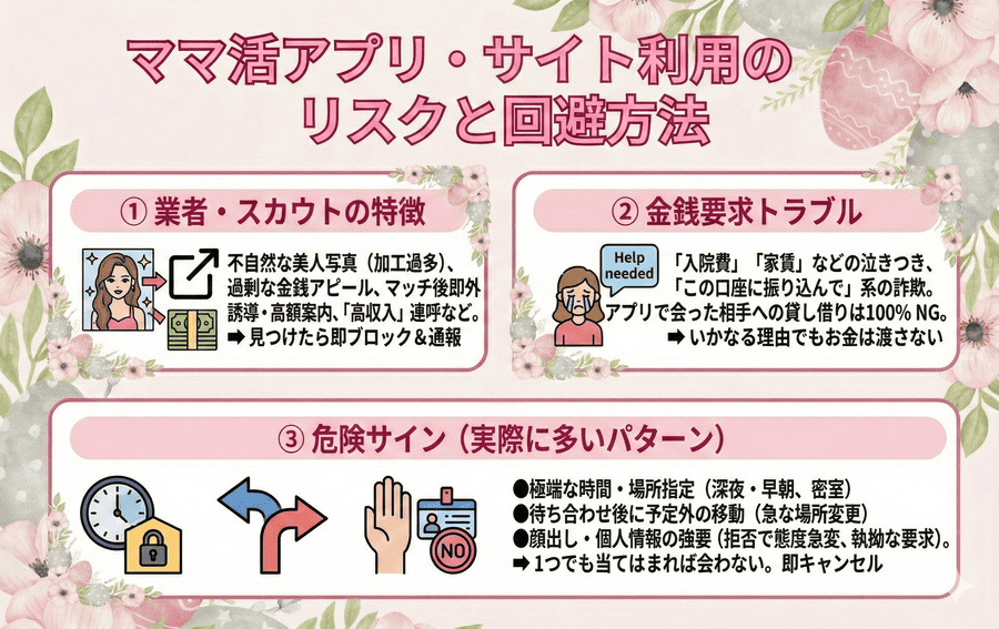 ママ活アプリ・サイトのリスクと避けるべき相手