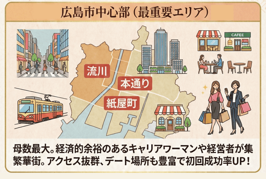 広島市中心部(流川・本通り・紙屋町)はママ活女性の母数が最も多い