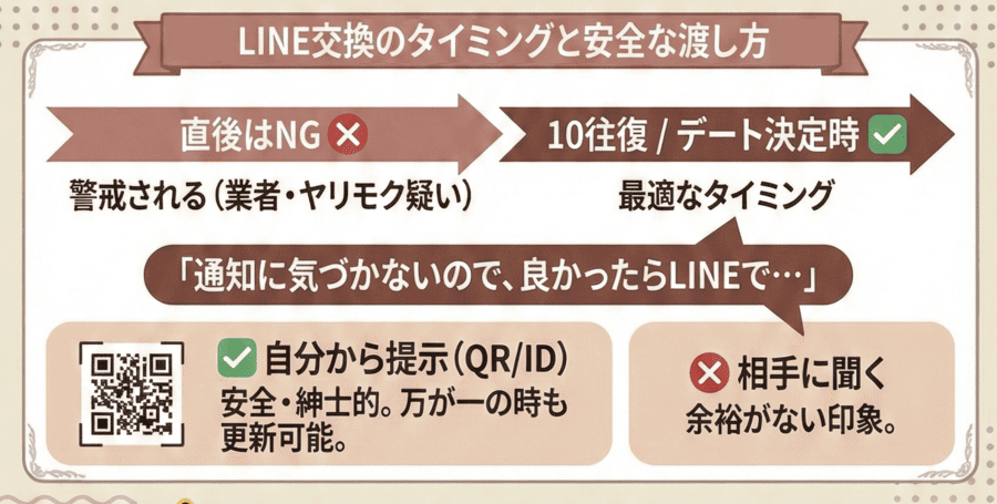 LINE交換のタイミングと安全な渡し方