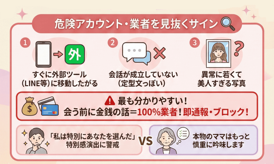 危険アカウント・業者を見抜くサイン