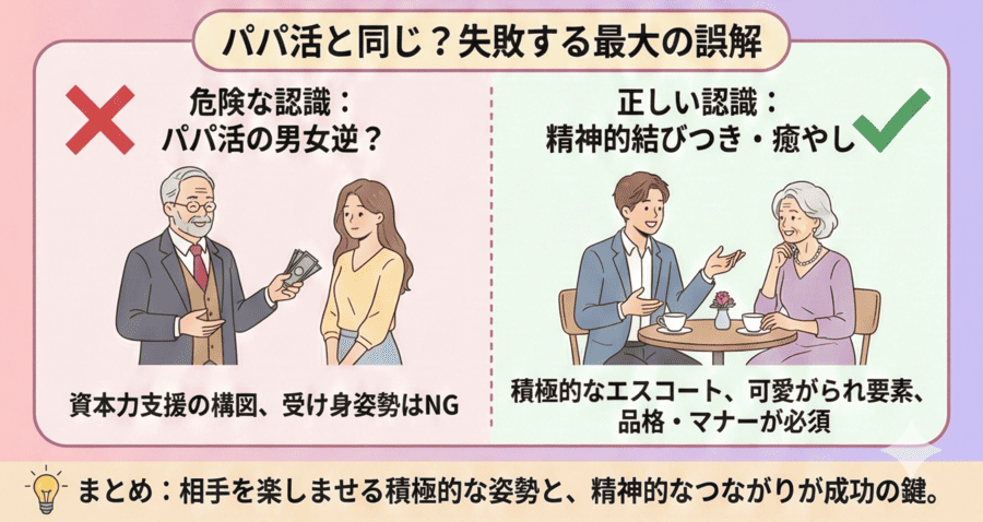 ママ活はパパ活と同じと思って失敗する理由