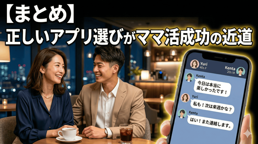 【まとめ】正しいアプリ選びがママ活成功の近道